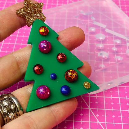 Clear Silicone Mold for Resin 70mm Christmas Tree Star 3D Domed Brooch Mold