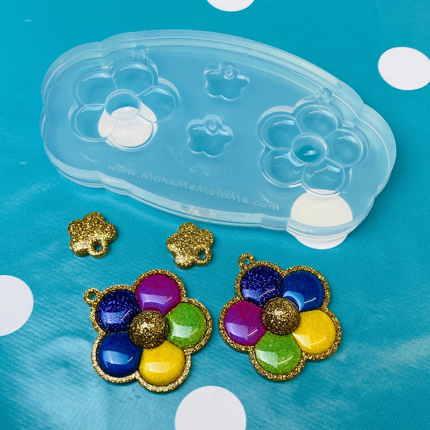 Clear Silicone Mold For Resin Domed Flower Daisy Dangle Earring Mold