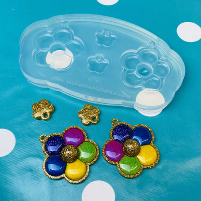 Clear Silicone Mold For Resin Domed Flower Daisy Dangle Earring Mold
