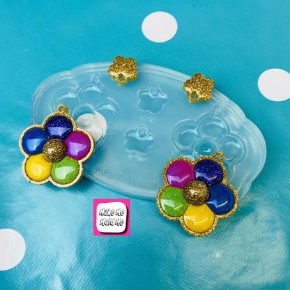 Clear Silicone Mold For Resin Domed Flower Daisy Dangle Earring Mold