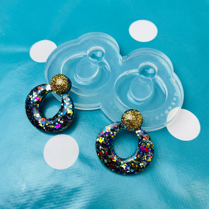 Clear Silicone Mold For Resin Domed Stud Hoop Earring Mold