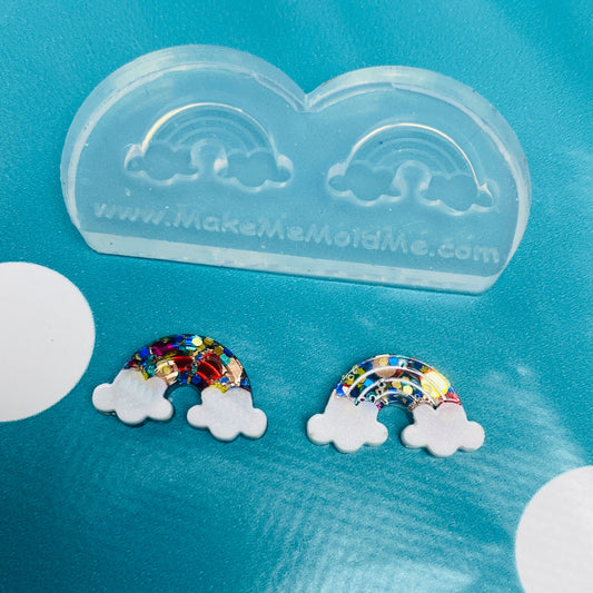 Clear silicone Molds for resin Rainbow Stud Earring Mold Cloud weather