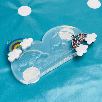 Clear silicone Molds for resin Predomed XL Rainbow Dangle Earring Mold Cloud weather