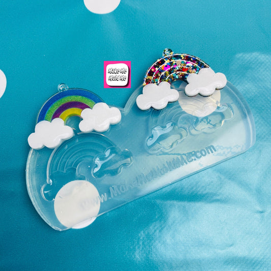 Clear silicone Molds for resin Predomed XL Rainbow Dangle Earring Mold Cloud weather