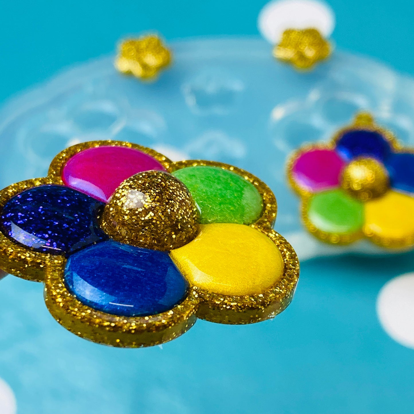 Clear Silicone Mold For Resin Domed Flower Daisy Dangle Earring Mold