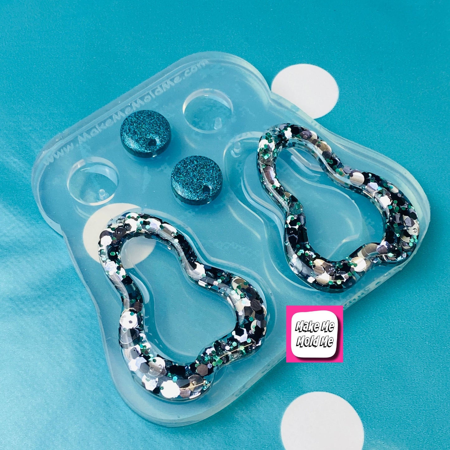 Clear Silicone Mold For Resin Domed Squiggly Hoop Dangle Earring Mold