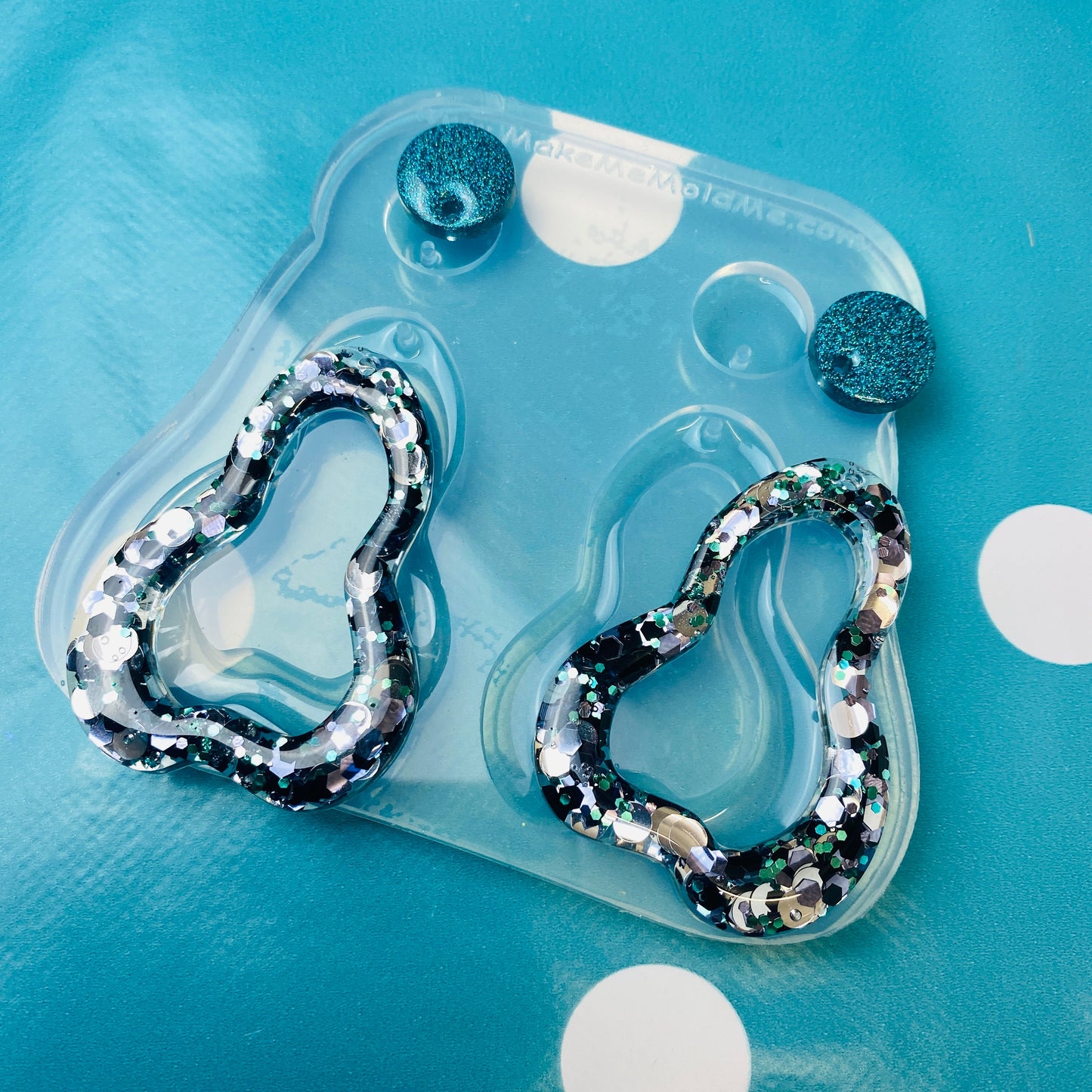 Clear Silicone Mold For Resin Domed Squiggly Hoop Dangle Earring Mold