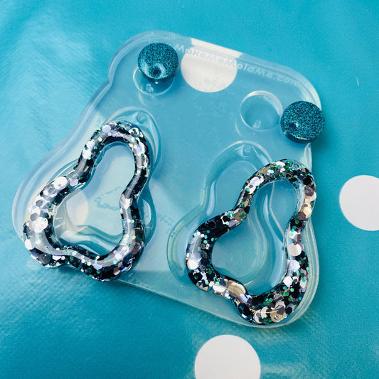 Clear Silicone Mold For Resin Domed Squiggly Hoop Dangle Earring Mold
