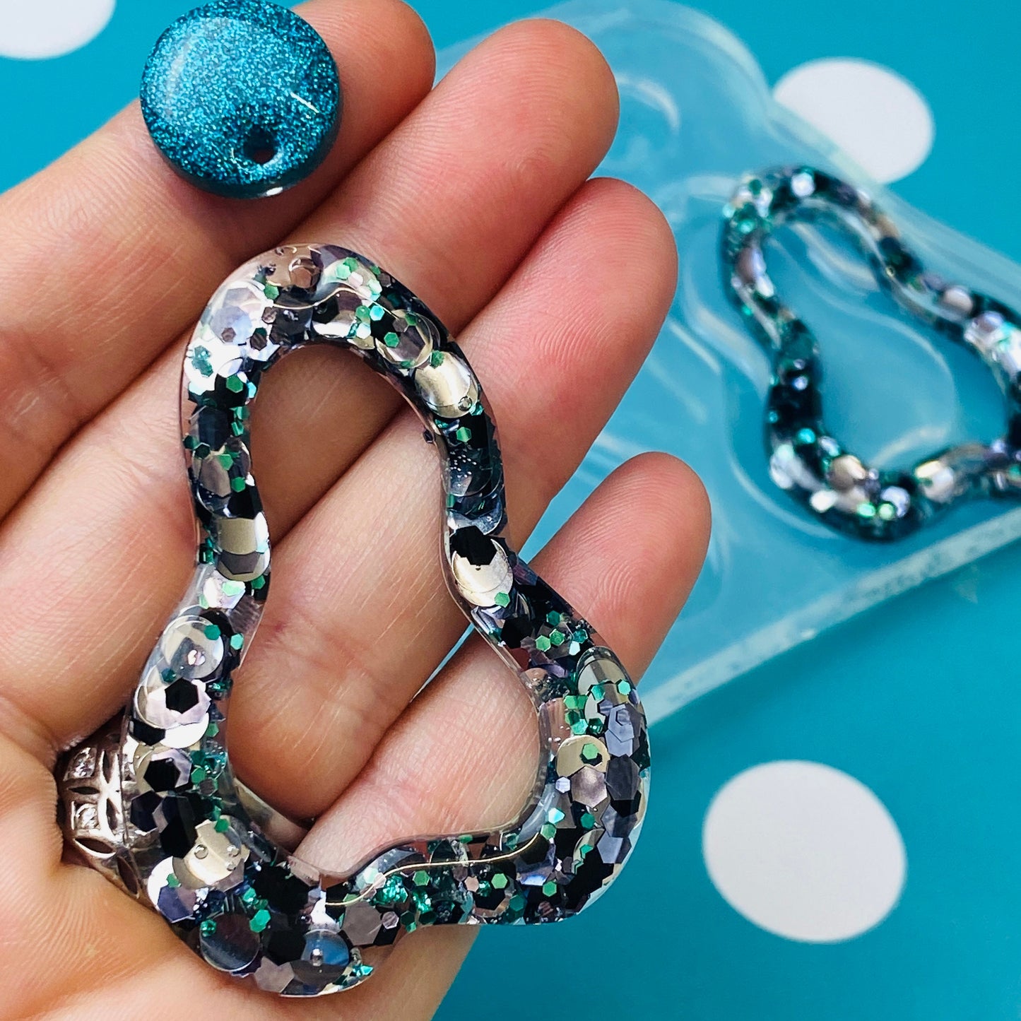 Clear Silicone Mold For Resin Domed Squiggly Hoop Dangle Earring Mold