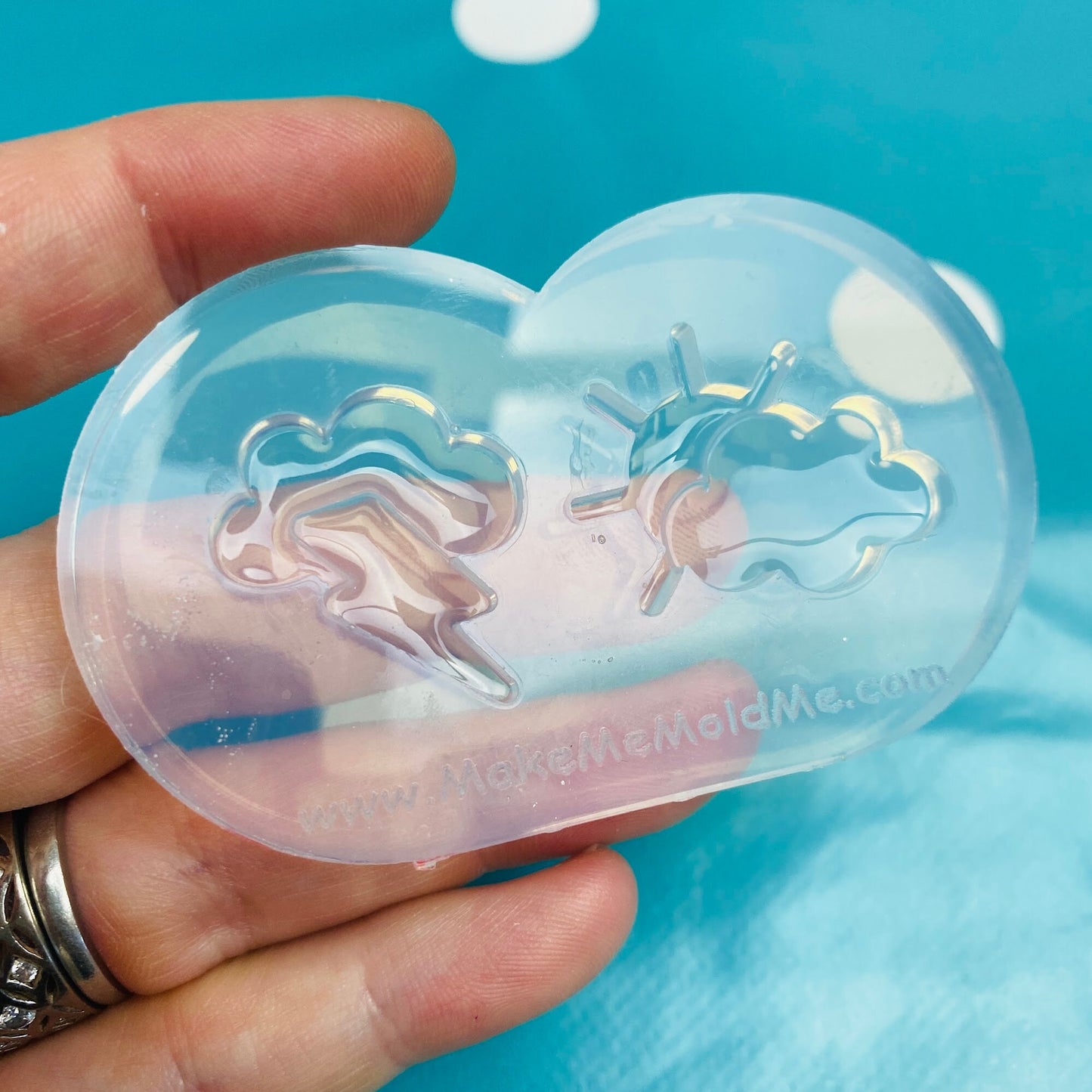 Clear silicone Molds for resin Predomed Rain Thunder Cloud Earrings Weather Sun