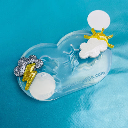 Clear silicone Molds for resin Predomed Rain Thunder Cloud Earrings Weather Sun