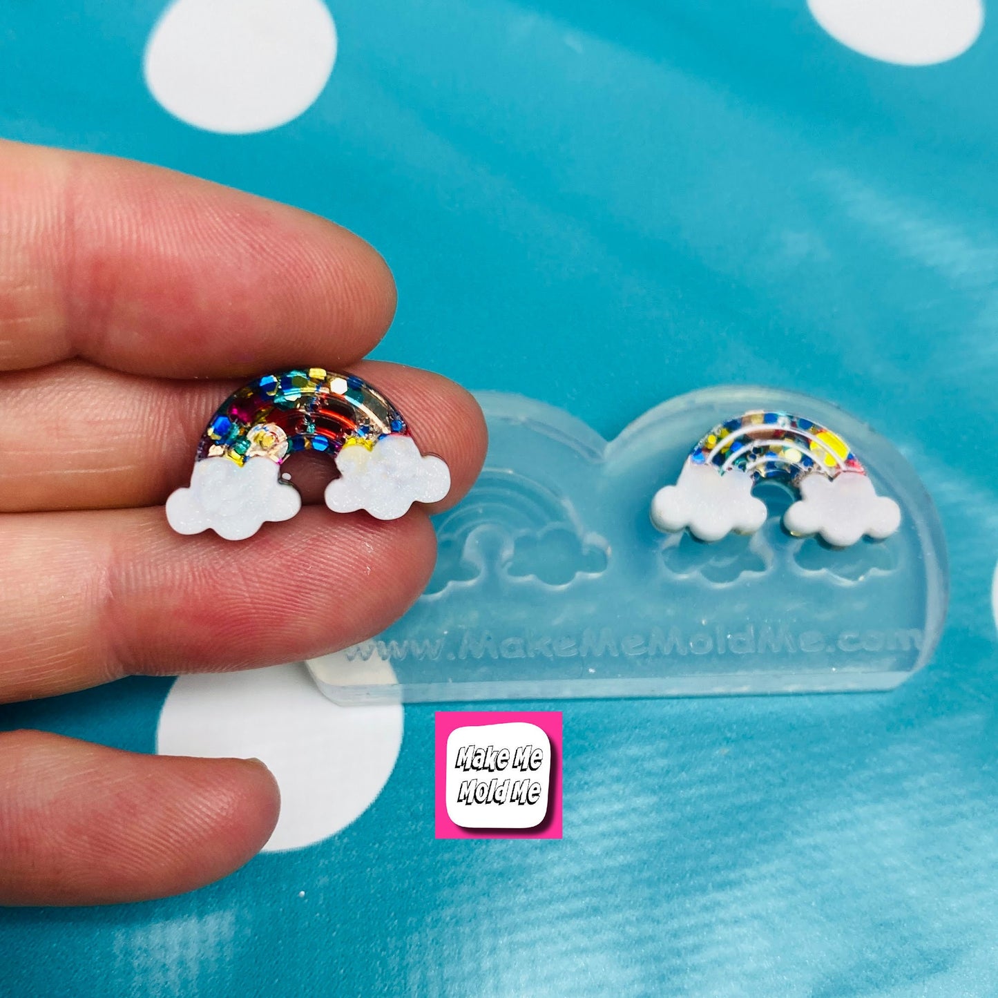 Clear silicone Molds for resin Rainbow Stud Earring Mold Cloud weather