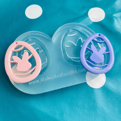 Luxury Clear silicone mold for resin 40mm Easter Egg Bunny Dangle Earring