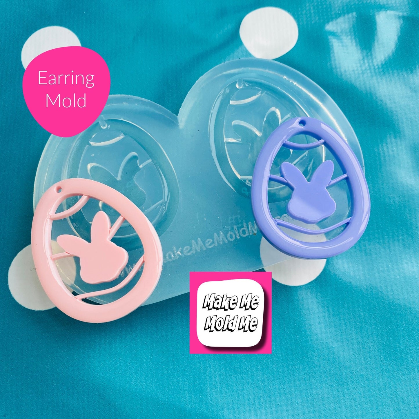 Luxury Clear silicone mold for resin 40mm Easter Egg Bunny Dangle Earring
