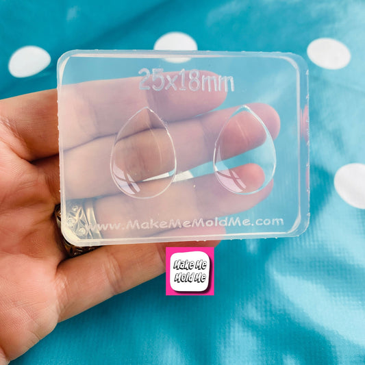 2 Teardrop 25mm Silicone Mold - Necklace Resin Pendant Jewellery Mould Earring