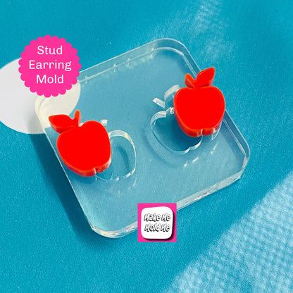 Silicone Earring Apple Stud Mold  - Earrings Resin Crafter Mould Fruit Teacher Gift Shape EM98