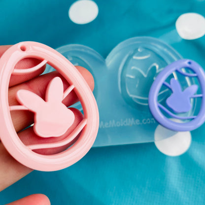 Luxury Clear silicone mold for resin 40mm Easter Egg Bunny Dangle Earring