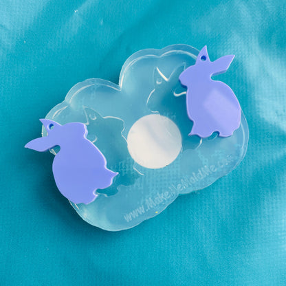 33mm Rabbit Earring Silicone Mold -  Resin Earrings Crafter Mould