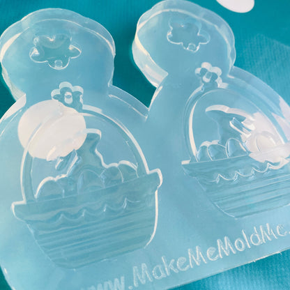 Clear Silicone Mold For Resin Domed Easter Bunny Egg Basket Earring Mold