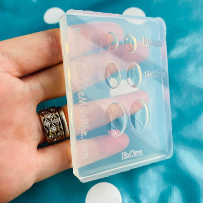 6 Oval Cabochons Silicone Mold 10mm 14mm 18mm Necklace Resin Pendant Jewellery