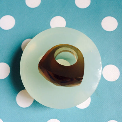 Silicone Mold Faceted plastic ring Mould - Size Medium