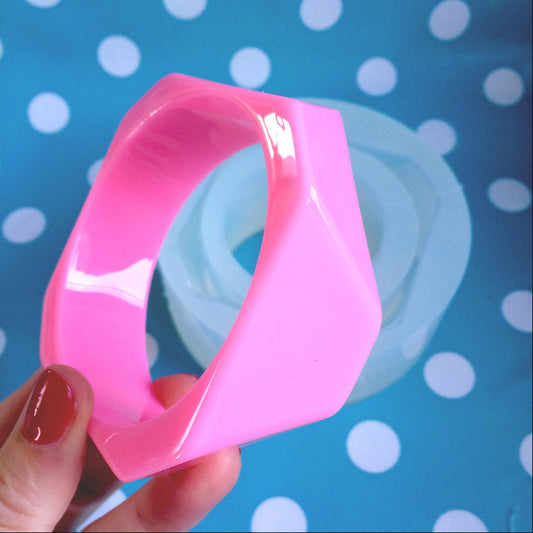 Faceted Chunky Trapezium Resin Bangle Bracelet Silicone Mold - Handmade Resin Craft Jewellery Mould BM03