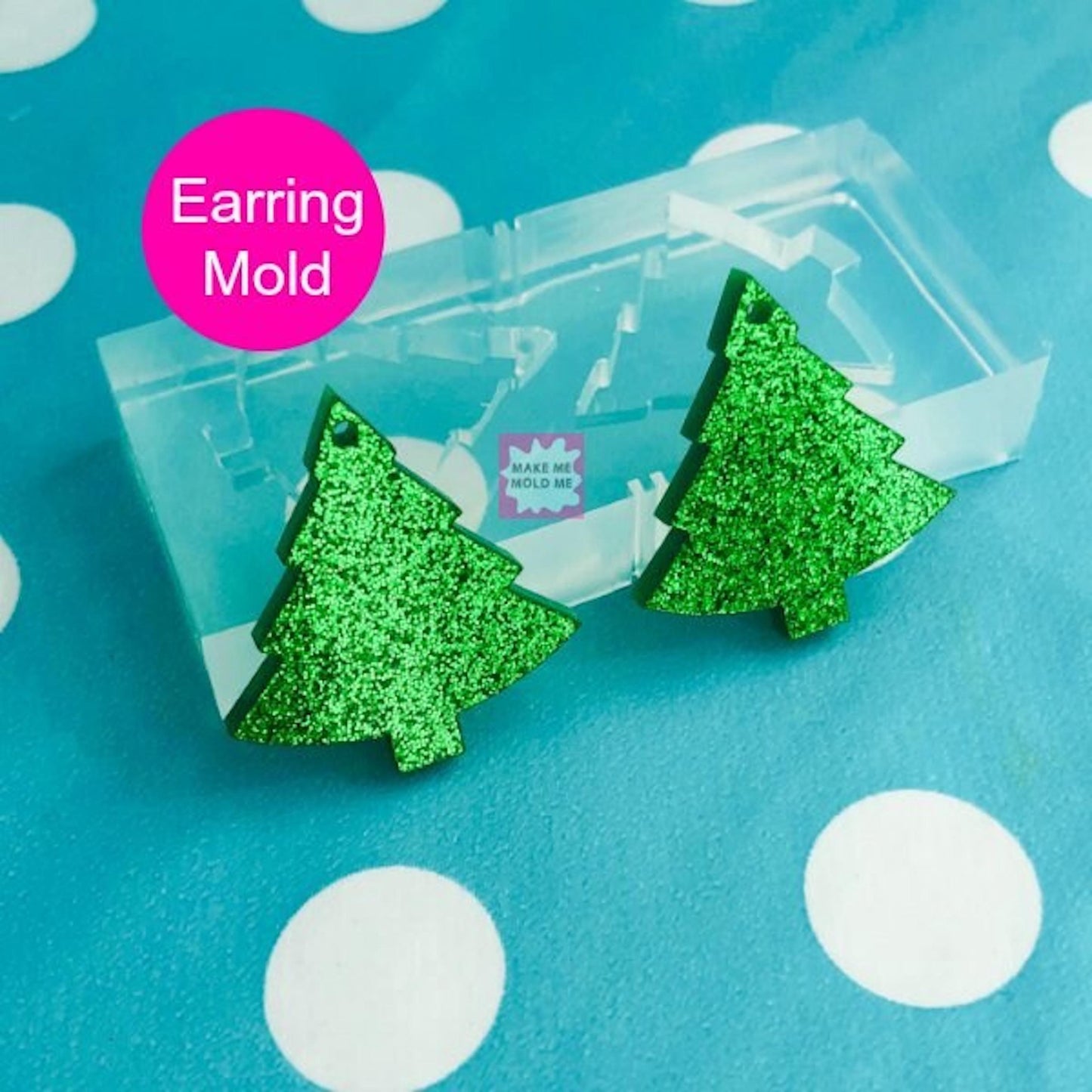 Christmas Tree Silicone Earring Mold: Dangle Resin Craft Mould (45mm)