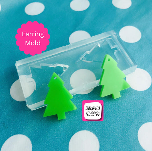 25mm Silicone Dangle Earring Mold Christmas Tree