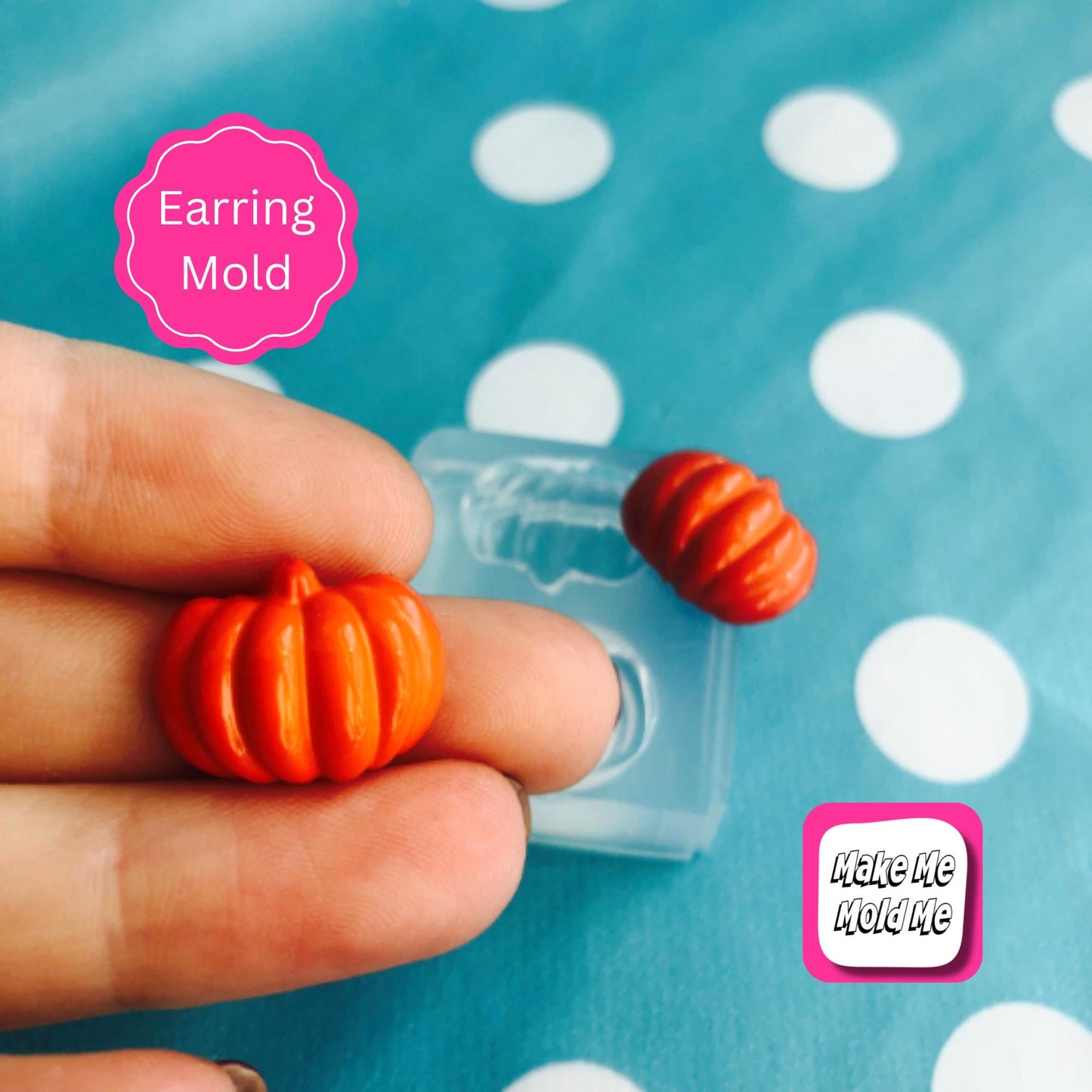 Silicone Pumpkin Earrings Stud Mold  - Earrings Resin Crafter Mould EM51 Halloween