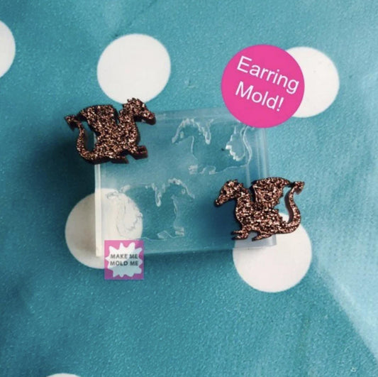 10MM Dragon Earring Silicone Stud Mold  - Earrings Resin Crafter Mould Mythical EM217