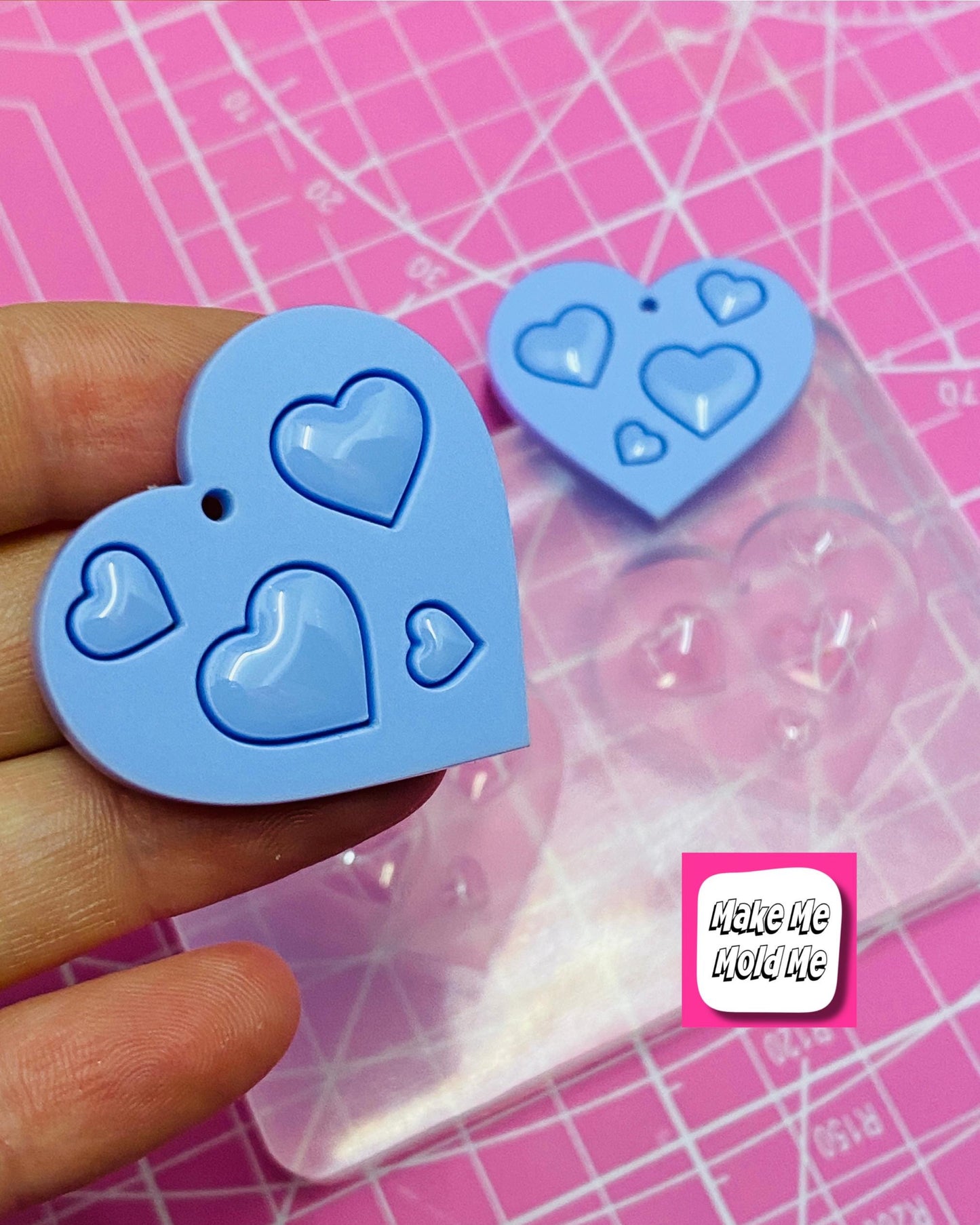 30mm Silicone Heart Dangle Mold  - Earrings Resin Matt Gloss