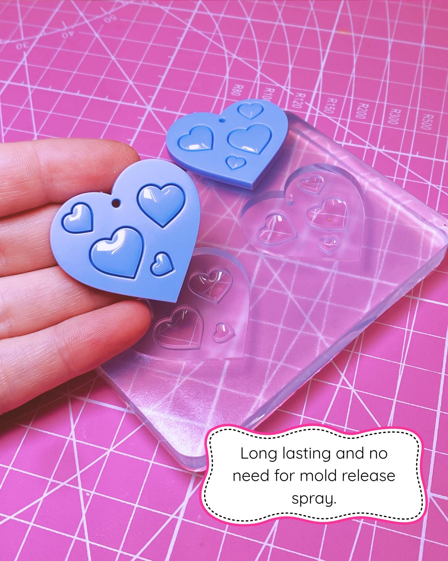 30mm Silicone Heart Dangle Mold  - Earrings Resin Matt Gloss
