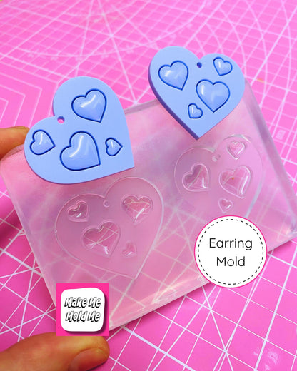 30mm Silicone Heart Dangle Mold  - Earrings Resin Matt Gloss