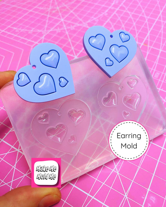 30mm Silicone Heart Dangle Mold  - Earrings Resin Matt Gloss
