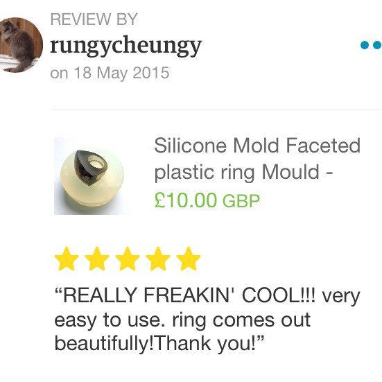 Silicone Mold Faceted plastic ring Mould - Size Medium