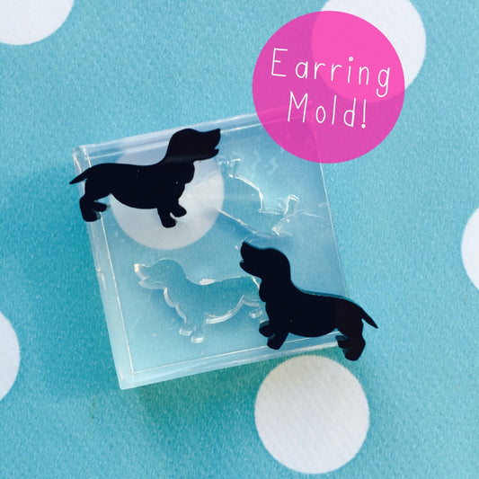 Silicone Earring Dachshund Sausage dog Stud Mold  EM114
