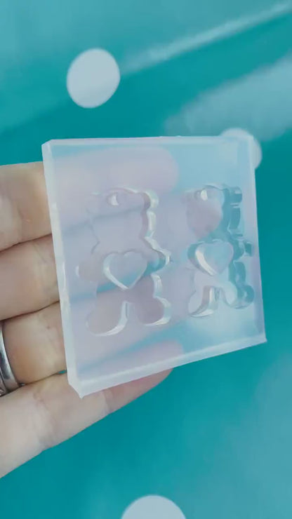 30mm Silicone Teddy Bear Earrings Mold - ResinValentines  EM526