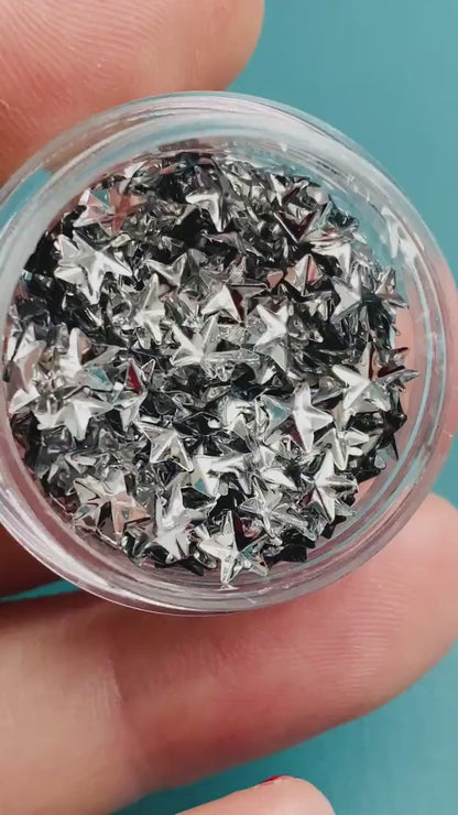 3D Silver Star Confetti: 5mm (5ml Tub) Craft Supplies