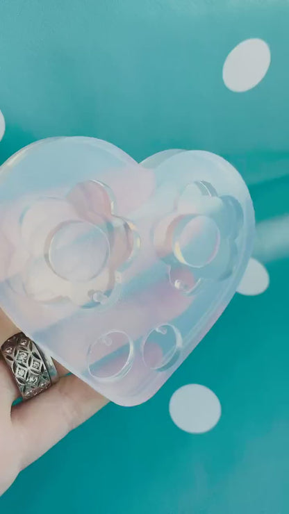 Clear silicone molds for resin  35mm XL Flat Flower Silicone Dangle Earring Mold  EM19