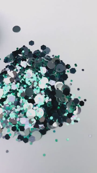 Spellbound Chunky Glitter | Black Silver Turquoise