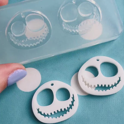 25mm Silicone Earring Jack Skull Dangle Mold  - Earrings Resin Crafter Mould Halloween EM502